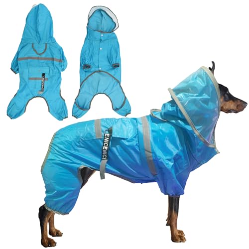 Wasserdichter Hunde-Regenmantel, transparente Hunderegenjacke mit Kapuze für kleine und mittelgroße Hunde, verstellbarer Hunderegenmantel mit reflektierendem Riemen, leichter Hundeponcho, von Fadcaer