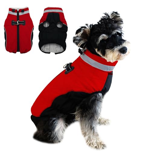 Wasserdichter Hundemantel, warme Hunde-Winterjacke, Geschirr, reflektierend, Welpenkleidung, für kaltes Wetter, mit Fleece gefüttert, winddicht, Haustier-Outdoor-Kleidung mit Reißverschluss, Größe XS Wasserdichter Hundemantel, warme Hunde-Winterjacke, Geschirr, reflektierend, Welpenkleidung, für kaltes Wetter, mit Fleece gefüttert, winddicht, Haustier-Outdoor-Kleidung mit Reißverschluss, Größe XS von Fadcaer