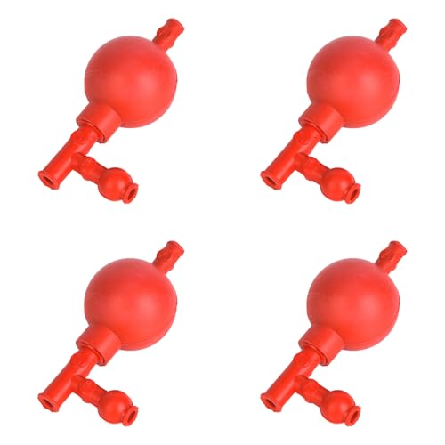 Fafeicy 4 Stück Labor-Gummi-Saugbirne, Sichere Quantitative Pipettenkugel mit 3 Öffnungen, Rot, für den Laborgebrauch von Fafeicy