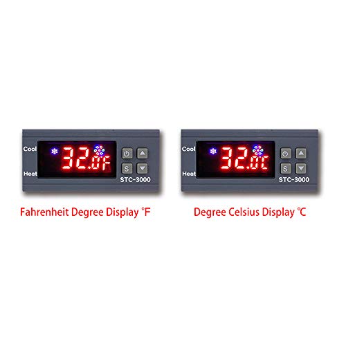 Fafeicy STC-3000 Temp Control Thermostat Haltbarkeit-optimiertes Heizkühlrelaissensor für den Kühlschrank-Schlupfgerät 12V 24 V (12V) von Fafeicy