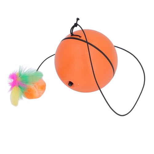 Fafeims Interaktiver Katzenballspielzeug, Automatischer 360 -Rolling -Ball mit Feder Teaser, 500 -mAh -Batterie -Batterie -Self -Dreh -Spielzeug für Innenkatzen und Kätzchen (ORANGE) von Fafeims