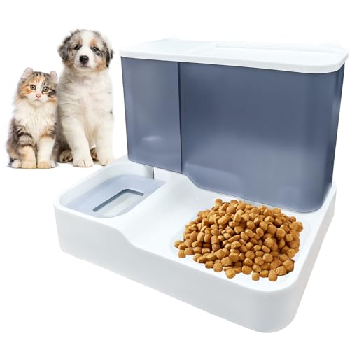 Faffooz Automatischer Futterspender für kleine und mittelgroße Haustiere,2 IN 1 Automatischer Lebensmittel- und Wasserspender,Reisefutterspender für Hunde,Katzen,Haustiere von Faffooz