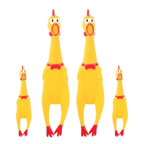 Fahibin 4 Stück Schreien Chicken Toy, Gummi Squaking Huhn,Quietscht Huhn Spielzeug,Gummi Schreiend Hühner Spielzeug,für Freunde, Familie, Hunde von Fahibin
