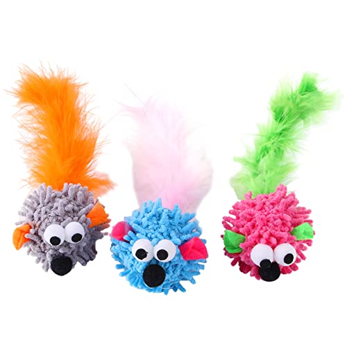 3 x Plüsch-Maus-Spielzeug für Haustiere, helle Farben, Spielfang, Kätzchen, Mikrofaser-Mäuse, Spielzeug für Innenkatzen, Maus-Spielzeug von Fahoujs