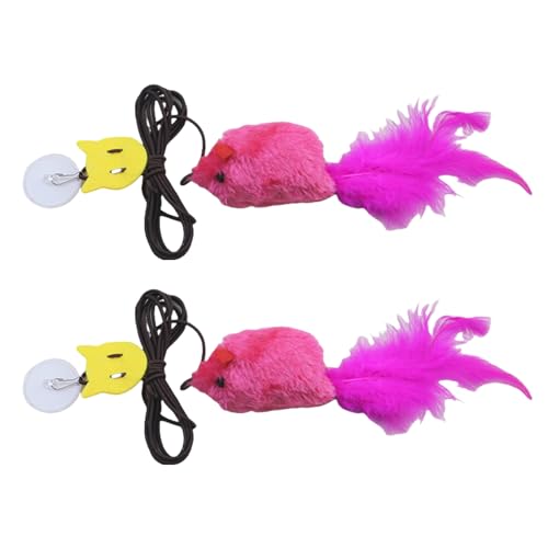 Fahoujs 2pcs Interaktionstürtür Hanging Spielzeug Teaser Spielzeugquietfer Maus Mit Gefiedertem Schwanz Für Innenkatzen Unterhaltung Hängende Maus von Fahoujs