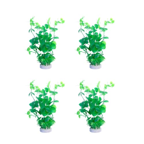 Fahoujs 4pcs Realistische Pflanzenfischtank Dekoration Künstliche Grüne Pflanze Mit Basis Für Heimnutzung Aquarien Landschaftsgestaltung Accessoires Künstlich von Fahoujs