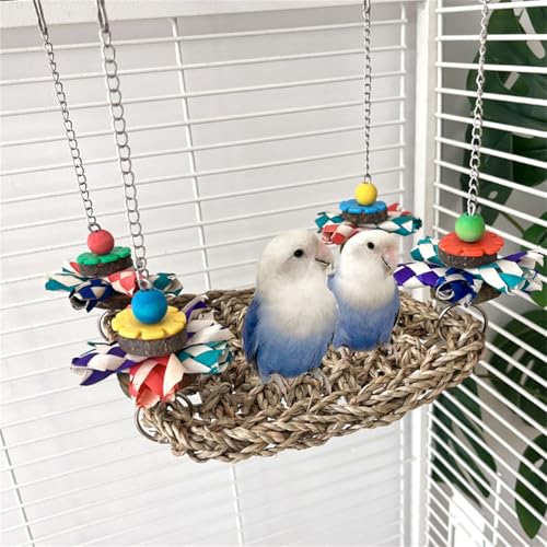 Fahoujs Sichere Papageien Schwingen Kaubare Gewebte Hängematte Hanging Toy Für Kleine Papageien Interaktion Aktivität Vogel Käfig Kauen Accessoire Gewebtes Vogelgesundheit Spielzeug von Fahoujs