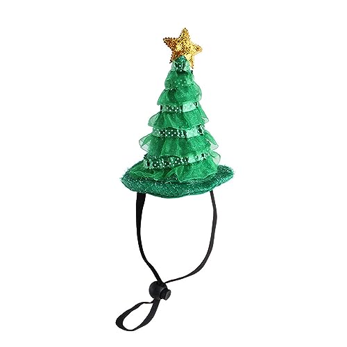 Grüne Weihnachtsmütze für Weihnachten, schelmische, Partyhut, Haustier-Hut, hält warm, mit verstellbarem Nackenband, Cosplay-Mütze für Haustiere, Cosplay, Requisiten von Fahoujs