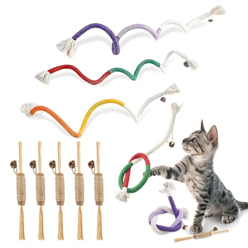 FainFun 8 Stück Katzenminze-Spielzeug, Enthalten 3 Katzenminze Spielzeug Beißseil und 5 Katzenminze Sticks, Interaktives Katzenspielzeug, Kauspielzeug Katze für Katzen Zahnpflege & Gegen Mundgeruch FainFun 8 Stück Katzenminze-Spielzeug, Enthalten 3 Katzenminze Spielzeug Beißseil und 5 Katzenminze Sticks, Interaktives Katzenspielzeug, Kauspielzeug Katze für Katzen Zahnpflege & Gegen Mundgeruch von FainFun