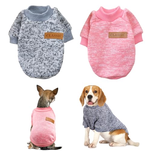 FainFun Hundepullover für Große Hunde, 2 Stück Hundepullover Mittelgroße Hunde für Winter, Hundepullover Mittelgroße Hunde für Katzen, Hundekleidung, (Rosa Grau XXL) von FainFun