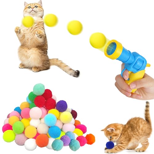 FainFun Katzenball Spielzeug mit 50 Katzenball, Katzenspielzeug Bälle Soft, Regenbogen Bälle Katze, Weiche Kleine Bälle für Katzen, Katzenspielzeug Bälle Set für Katzen und Hunde von FainFun
