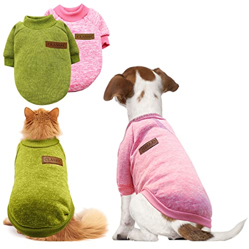 FainFun Hundepullover für Große Hunde, 2 Stück Hundepullover Mittelgroße Hunde für Winter, Hundepullover Mittelgroße Hunde für Katzen, Hundekleidung(Grün Rosa XL) von FainFun