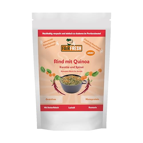 Saftiges FAiRsprechen Rind mit Quinoa - schonend dampgegartes Nassfutter Saftiges FAiRsprechen Rind mit Quinoa - schonend dampgegartes Nassfutter von Fair&Fresh