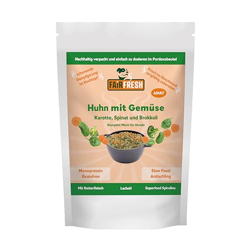 Schmackhafte FAiRsuchung Huhn mit Gemüse - schonend dampgegartes Nassfutter von Fair&Fresh