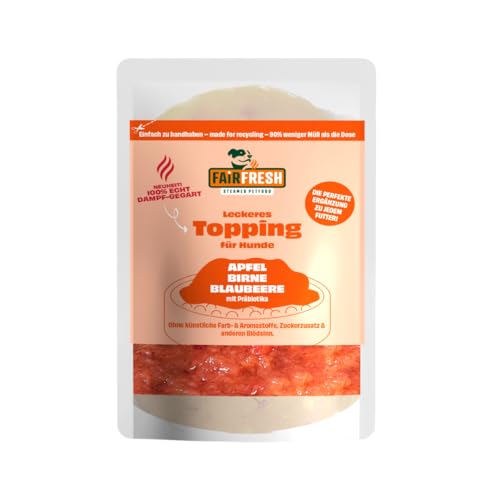 Topping für Hunde - Apfel, Birne, Blaubeere - schonend dampgegart von Fair&Fresh