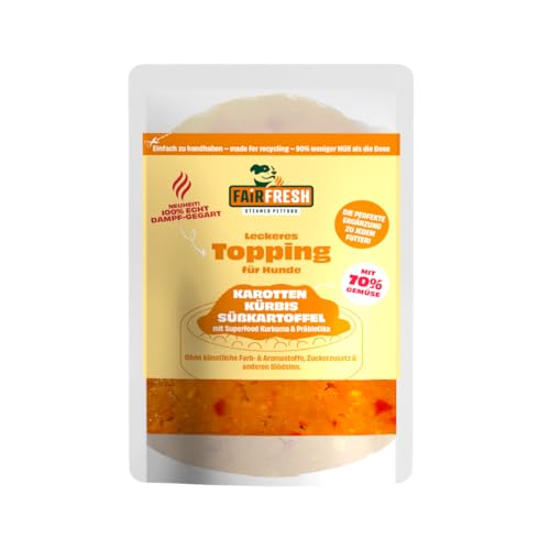 Topping für Hunde - Karotten, Kürbis, Süsskartoffel - schonend dampgegart (9 x 200g) von Fair&Fresh