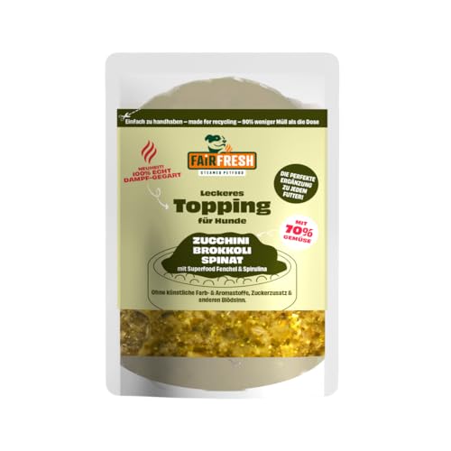 Topping für Hunde - Zucchini, Brokoli, Spinat - schonend dampgegart von Fair&Fresh
