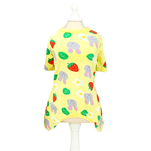 Fairnull Hunde-Body, attraktiv, atmungsaktiv, leicht, Teddy, vierbeinig, Cartoon-Druck, niedliches T-Shirt für Party, Gelb, XL Fairnull Hunde-Body, attraktiv, atmungsaktiv, leicht, Teddy, vierbeinig, Cartoon-Druck, niedliches T-Shirt für Party, Gelb, XL von Fairnull