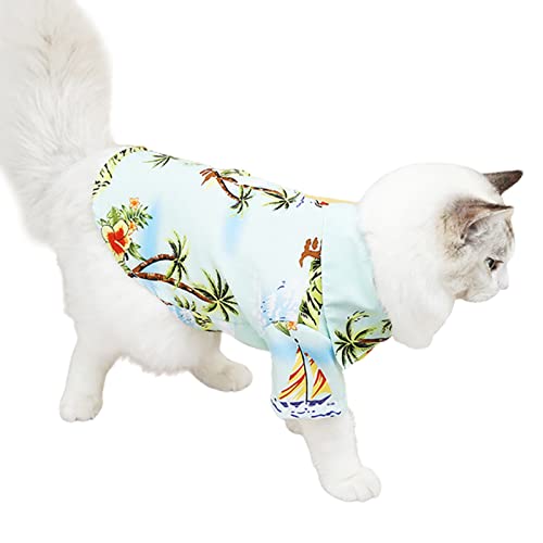 Fairnull Kitten Clothes All Matched Fashion Hawaiian Printed Cat Shirt Green M von Fairnull