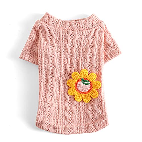Haustierkleidung mit Sonnenblumen-Muster, hautfreundlich, gestrickt, Haustier-Outfit, Haustier-Pullover, eng anliegend von Fairnull