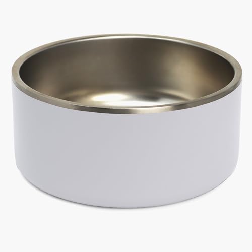 Durango Isolierter Edelstahl-Hundenapf mit rutschfester Unterseite, 907 ml (4 Tassen Fassungsvermögen), Hunde-Wassernapf, Schneekappe, Weiß von Fairview Essentials