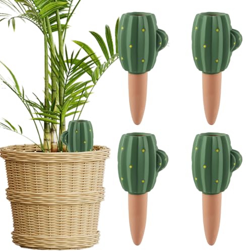 FairyPeach 4-pcs Tonkegel Bewässerung, Wiederverwendbare Tonspitzen Bewässerung, Pflanzenbewässerung Automatisch, Bewässerungszubehör, für Blumen, Topfpflanzen und Gartenpflanzen (Kaktus) von FairyPeach