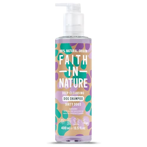 Faith In Nature Natürliches Lavendel Hundeshampoo Vegan & Tierversuchsfrei Ohne SLS Tiefenreinigung für schmutzige Hunde 400ml von Faith In Nature