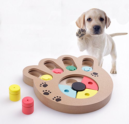 FakeFace Hunde Lernspielzeug Strategiespiel Holz Multifunktionale Hundespielzeug für füttern und Spaß Machen, IQ Treat Training Spielzeug, Pfote-Form von FakeFace