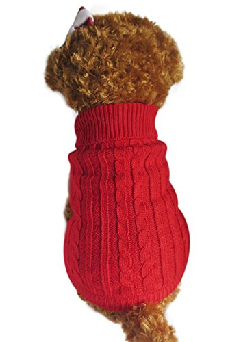 FakeFace Hunde Strickjacke, Winterpulli Hunde Strickpullover Bekleidung Hundepulli Winter Pullover Warm und komfortable Chihuahua Haustier Rot Blau Braun von FakeFace