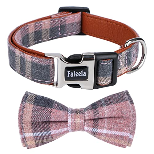 Faleela Niedliches, weiches Hundehalsband mit Schleife, Hundehalsband für Jungen, abnehmbares, verstellbares Halsband für kleine, mittelgroße und große Haustiere von Faleela