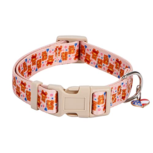 Faleela Verstellbares Hundehalsband mit Mustern, Schnellverschluss-Schnalle, spezielles Design, niedliches Mädchen-Haustierhalsband für kleine, mittelgroße und große Hunde (groß, Bär) von Faleela