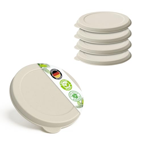 Falkenhorn Bio Dosendeckel Creme – 5X Klein (73 mm) – Wiederverwendbar, spülmaschinenfest, umweltfreundlich – für Hunde- & Katzenfutter von Falkenhorn