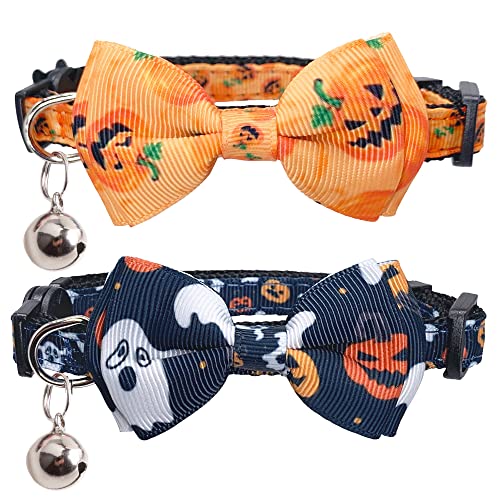 Falltail Halloween-Katzenhalsband, mit Schleife und Glöckchen, 2 Stück von Falltail