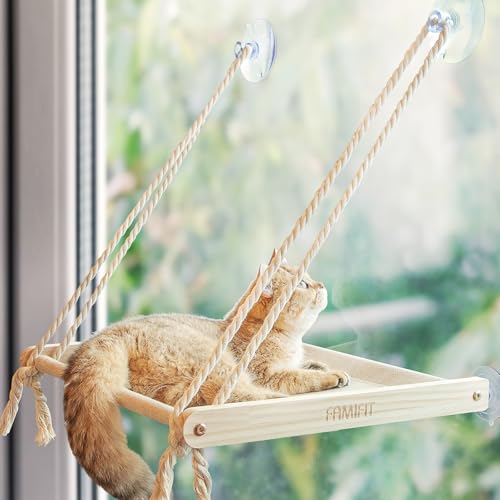 Famifit Große Katzen-Fensterstange, einfach zu montieren, Katzenhängematte für Fenster, Indoor/Outdoor, Katzensitz/Bett, universell für große Katzen und Kätzchen (18 kg), 1 Packung von Famifit
