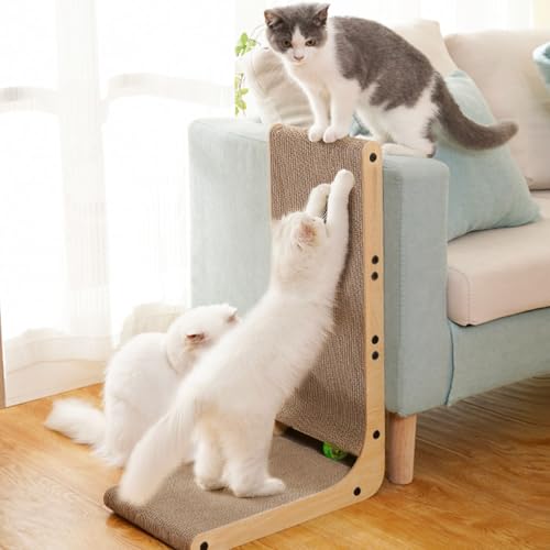 Familypoint Katzenkratzer, Wandmontage, 68,1 cm, Karton, Kratzpad mit Spielzeugball, L-förmiges Katzenkratzbrett für Indoor-Katzen, schützt Möbel und hält Krallen gesund Familypoint Katzenkratzer, Wandmontage, 68,1 cm, Karton, Kratzpad mit Spielzeugball, L-förmiges Katzenkratzbrett für Indoor-Katzen, schützt Möbel und hält Krallen gesund von Familypoint