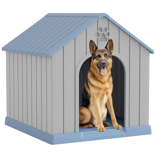 Fancyango Große Hundehütte für den Außenbereich, robuster Kunststoff, wasserdicht, für den Innenbereich, mit erhöhtem Boden, für kleine, mittelgroße und große Hunde, leicht zu reinigen und Fancyango Große Hundehütte für den Außenbereich, robuster Kunststoff, wasserdicht, für den Innenbereich, mit erhöhtem Boden, für kleine, mittelgroße und große Hunde, leicht zu reinigen und von Fancyango