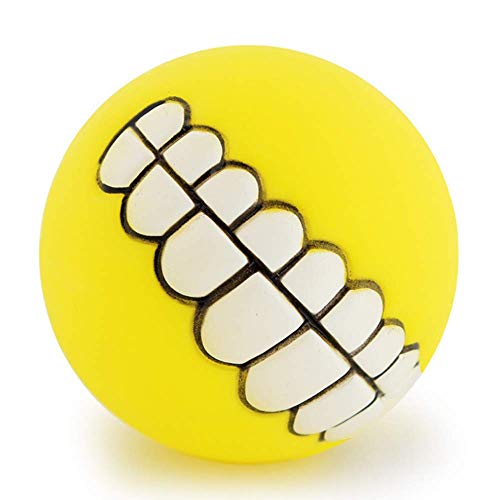 Faneli 7,5 cm Pet Hund Ball Zähne Silikon, Toy Verdickungszahnkugelhaustier klingender Spielzeughundemolaren Spaßhund beißender Spielzeugball (Gelb) von Faneli