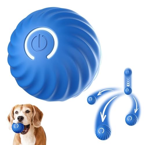 Hundespielzeug Ball Elektrisch, Automatisch Rollender Ball Hundeball, Interaktiver Katzen- und Hundeball, Wiederaufladbar über USB, Interaktives Hundespielzeug für Kleine Hunde (Blau) von Fangehong