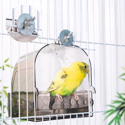 Fanlahmtasy Vogeltränke für Käfig, multifunktional, kein Durcheinander, Futterstation und Handfütterungswerkzeug für Sittiche, Käfigzubehör (Grau) von Fanlahmtasy