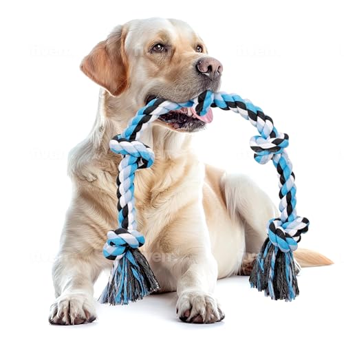 Kauspielzeug für Hunde, fast unzerstörbar für große, mittelgroße Hunde, Kauspielzeug für aggressive Kauer, fast unzerstörbar, 90 cm, 5 Knoten, Seilspielzeug, interaktives Tauziehspielzeug für extra Kauspielzeug für Hunde, fast unzerstörbar für große, mittelgroße Hunde, Kauspielzeug für aggressive Kauer, fast unzerstörbar, 90 cm, 5 Knoten, Seilspielzeug, interaktives Tauziehspielzeug für extra von Fanney