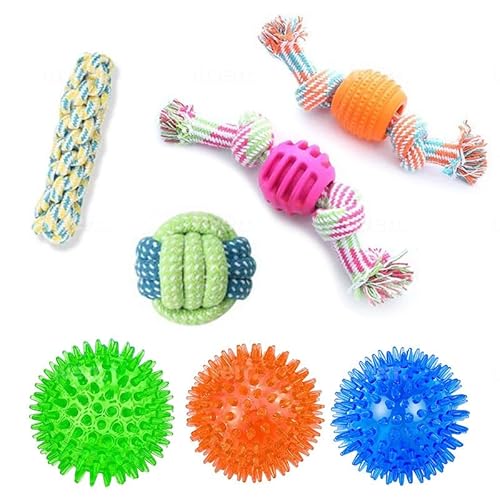 "Small Paws Adventure Pack:3 Spiky Balls & 4 Rope Toys for Active Chewers and Outdoor Fun!" Dog Puppy Toys 7 Pack, Puppy Tething Toys, for Puppy and Small Dogs "Small Paws Adventure Pack:3 Spiky Balls & 4 Rope Toys for Active Chewers and Outdoor Fun!" Dog Puppy Toys 7 Pack, Puppy Tething Toys, for Puppy and Small Dogs von Fanney