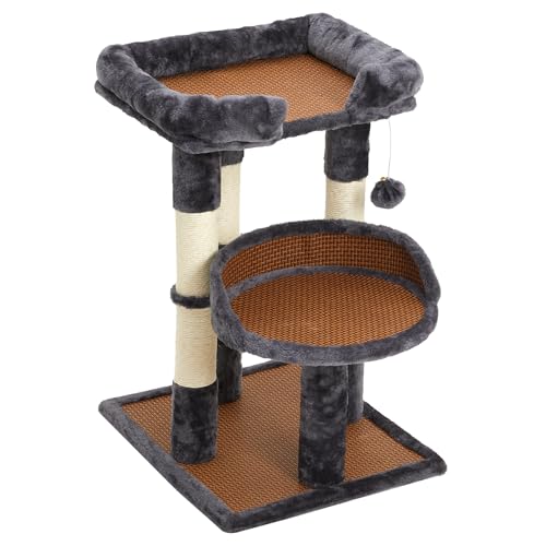 Fansafurn Mehrstufiger Katzenbaum für Indoor-Katzen, moderner Katzenturm mit Doppelbetten & Kratzbäumen, 68,6 cm niedlicher Katzenbaum für große Katzen und Kätzchen, kleiner Katzenkletterturm mit Fansafurn Mehrstufiger Katzenbaum für Indoor-Katzen, moderner Katzenturm mit Doppelbetten & Kratzbäumen, 68,6 cm niedlicher Katzenbaum für große Katzen und Kätzchen, kleiner Katzenkletterturm mit von FansaFurn