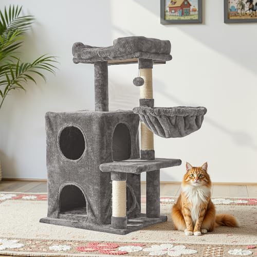 Fansafurn Mittelgroßer Kratzbaum mit Kratzstämmen, Katzenbett, Hängematten & Höhlen, mehrstufiger Katzenturm für verspielte Katzen, 90,9 cm, modernes Dschungel-Fitnessstudio, Grau Fansafurn Mittelgroßer Kratzbaum mit Kratzstämmen, Katzenbett, Hängematten & Höhlen, mehrstufiger Katzenturm für verspielte Katzen, 90,9 cm, modernes Dschungel-Fitnessstudio, Grau von FansaFurn