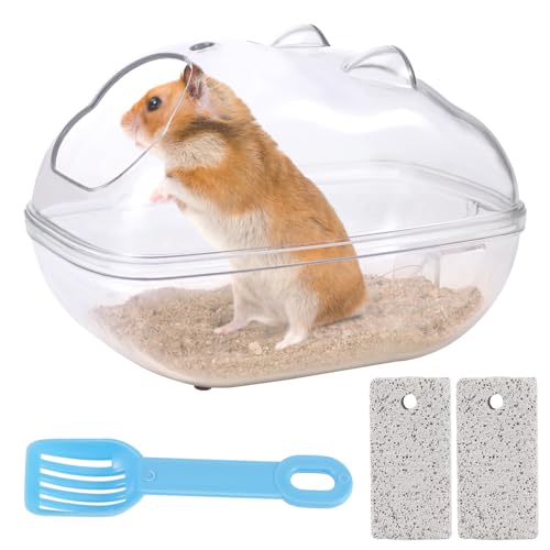 Fanshiontide Hamster-Sandbad, kleine Haustierbadewanne, Sandbad, Toilettenbehälter, Hamsterkäfig mit 1 Schaufel und 2 Haustier-Backenzahnsteinen für syrische Hamster, Meerschweinchen, Ratten, Mäuse Fanshiontide Hamster-Sandbad, kleine Haustierbadewanne, Sandbad, Toilettenbehälter, Hamsterkäfig mit 1 Schaufel und 2 Haustier-Backenzahnsteinen für syrische Hamster, Meerschweinchen, Ratten, Mäuse von Fanshiontide