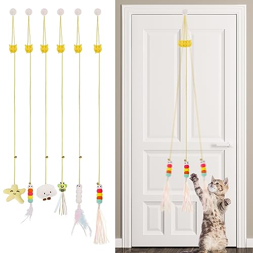 Fanshiontide Katzenspielzeug zum Aufhängen an der Tür, einziehbares Katzenspielzeug, springendes Katzenspielzeug mit Glocke, interaktives Katzenspielzeug für den Innenbereich, Katzenjagd, Jagd, Fanshiontide Katzenspielzeug zum Aufhängen an der Tür, einziehbares Katzenspielzeug, springendes Katzenspielzeug mit Glocke, interaktives Katzenspielzeug für den Innenbereich, Katzenjagd, Jagd, von Fanshiontide