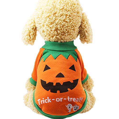 Fansu Halloween Kostüm Hund Haustier Hund Katze Halloween Kostüme, Einstellbare Warme Kleidung Netter Pullover Hundepullover Party Cosplay Dekoration (2XL,Kürbis) von Fansu