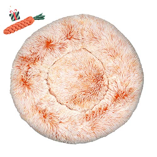 Fansu Hundebett rund Hundekissen Plüsch weichem Hundesofa rutschfest Base Katzenbett Donut Größe und Farbe wählbar (Farbverlauf orange,100CM) von Fansu