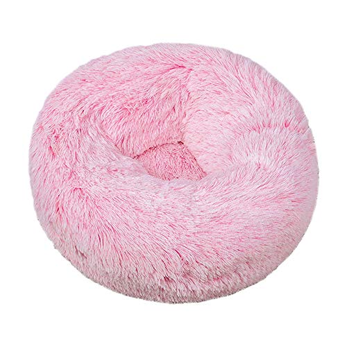 FANSU Hundebett rund Hundekissen Plüsch weichem Hundesofa rutschfest Base Katzenbett Donut Größe und Farbe wählbar (Farbverlauf rosa 1,120CM) von FANSU