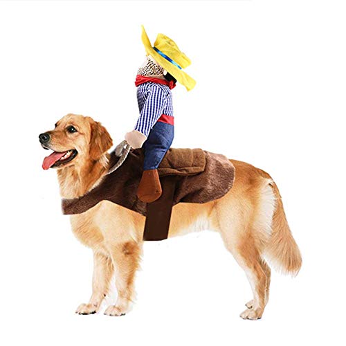 FANSU Kostüm Hund Haustier Hund Katze Kostüme, Einstellbare Cowboy Kleidung Netter Party Cosplay Dekoration Onkel Gelber Hut (XL,Brown) von FANSU