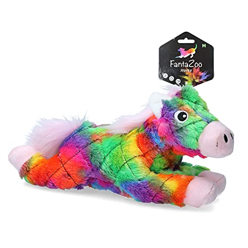 FantaZoo Horse Colourful and Recycled Dog Toy - M - Hundespielzeug - 30x14 cm - Hundespielzeug mit Quietscher - für mittelgroße Hunde von FantaZoo